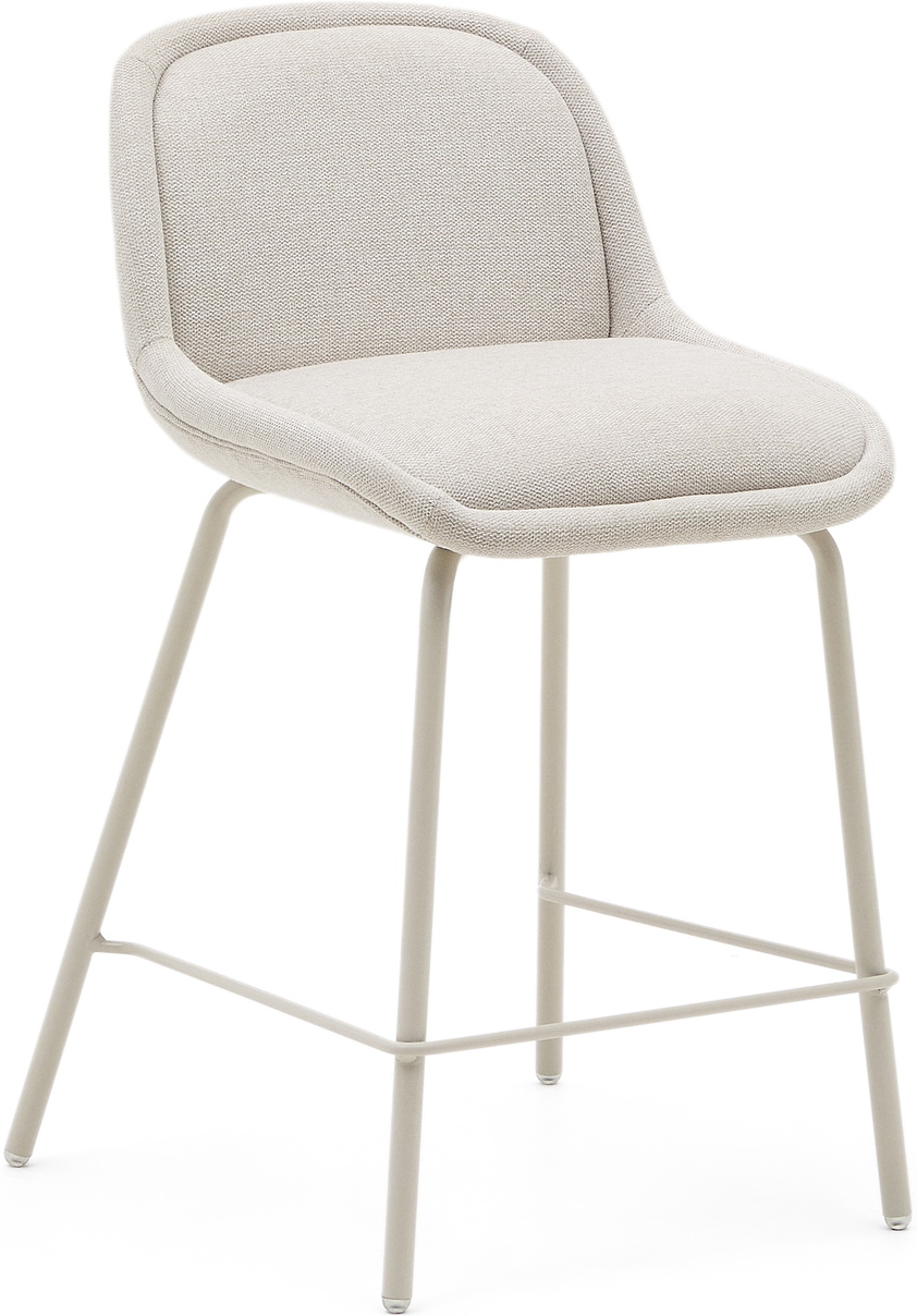 Barstol Kave Home Aimin Beige Chenille Med Stålben Fsc-certificeret Bæredygtig Konstruktion 65 Cm Siddehøjde