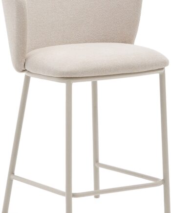 Barstol Kave Home Ciselia Beige Chenille H65 Cm Mat Beige Stålramme