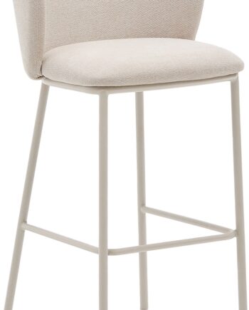 Barstol Kave Home Ciselia Beige Chenille Stålramme 75 Cm