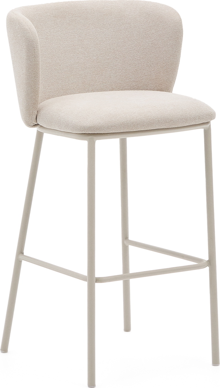 Barstol Kave Home Ciselia Beige Chenille Stålramme 75 Cm