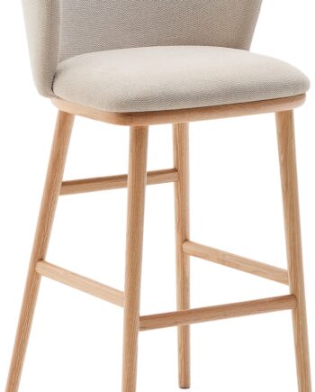 Barstol Kave Home Ciselia Polstret Chenille Beige Fsc Asketræsben Nordisk Design H98 5xb52 5xd52 Cm