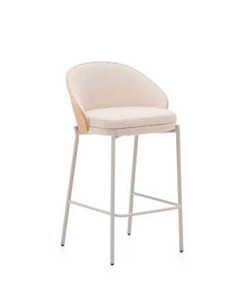 Barstol Kave Home Eamy 65 Cm Polstret Beige Chenille Askefiner Stålstel