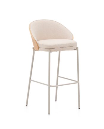 Barstol Kave Home Eamy   Beige Chenille Med Askefiner Og Stålramme H98xb54xd51 Cm