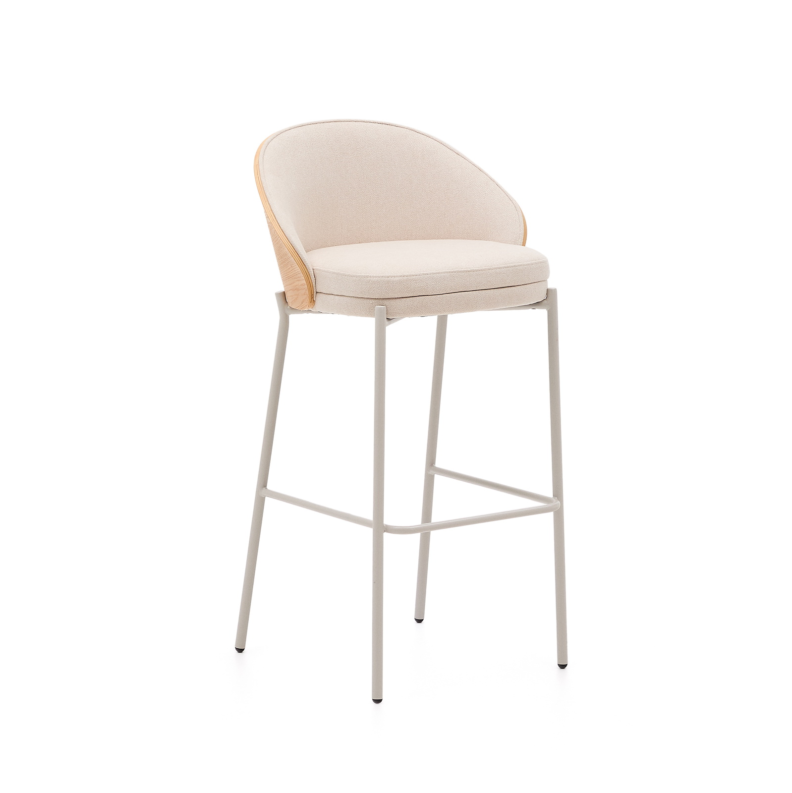 Barstol Kave Home Eamy   Beige Chenille Med Askefiner Og Stålramme H98xb54xd51 Cm