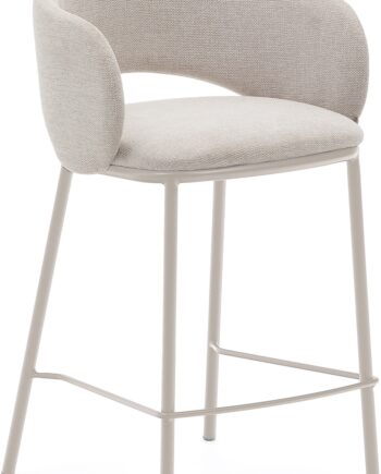 Barstol Kave Home Maina Polstret Industristil   Beige Stof Med Stålstel H91xb53xd49 Cm