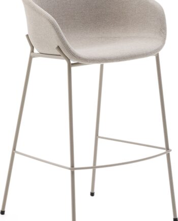 Barstol Kave Home Zadine H75 Cm Beige Chenille Med Armlæn Og Fodstøtte Polstret Stålramme