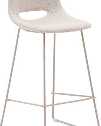 Barstol Kave Home Ziggy Zahara Beige Polstret Med Pulverlakeret Stel   Stål Og Integreret Fodstøtte