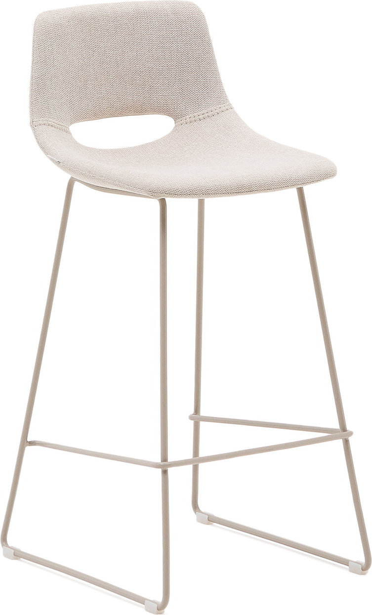 Barstol Kave Home Ziggy Zahara Beige Polstret Med Pulverlakeret Stel Stål Og Integreret Fodstøtte