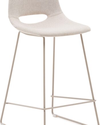 Barstol Kave Home Ziggy Zahara Polstret Beige Stålramme Plet- Og Vandafvisende Stof Integreret Fodstøtte
