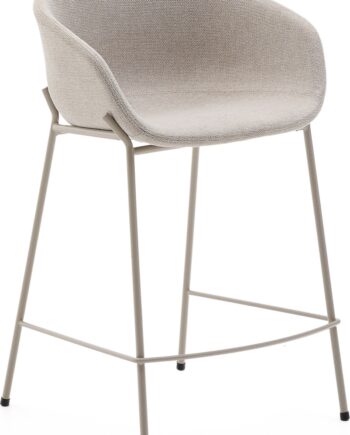 Barstol Med Armlæn Kave Home Zadine Yvette Beige Chenille 65 Cm Stålben Moderne Industrielt Design