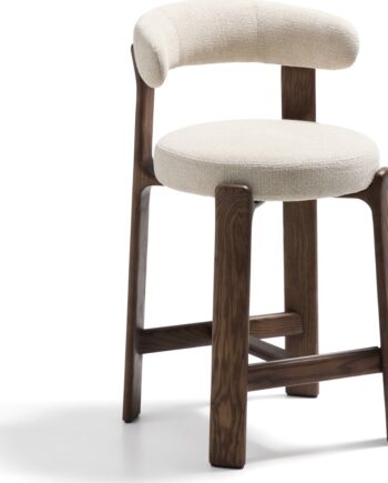 Barstol Med Ryglæn Kave Home Granite  Beige  Massiv Asketræ Stel  Sædehøjde 65 Cm