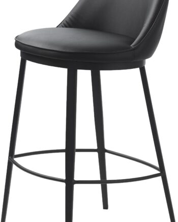 Barstol Nordique Design Gain   Sort Kunstlæder Med Robuste Metalben H89xø48 Cm