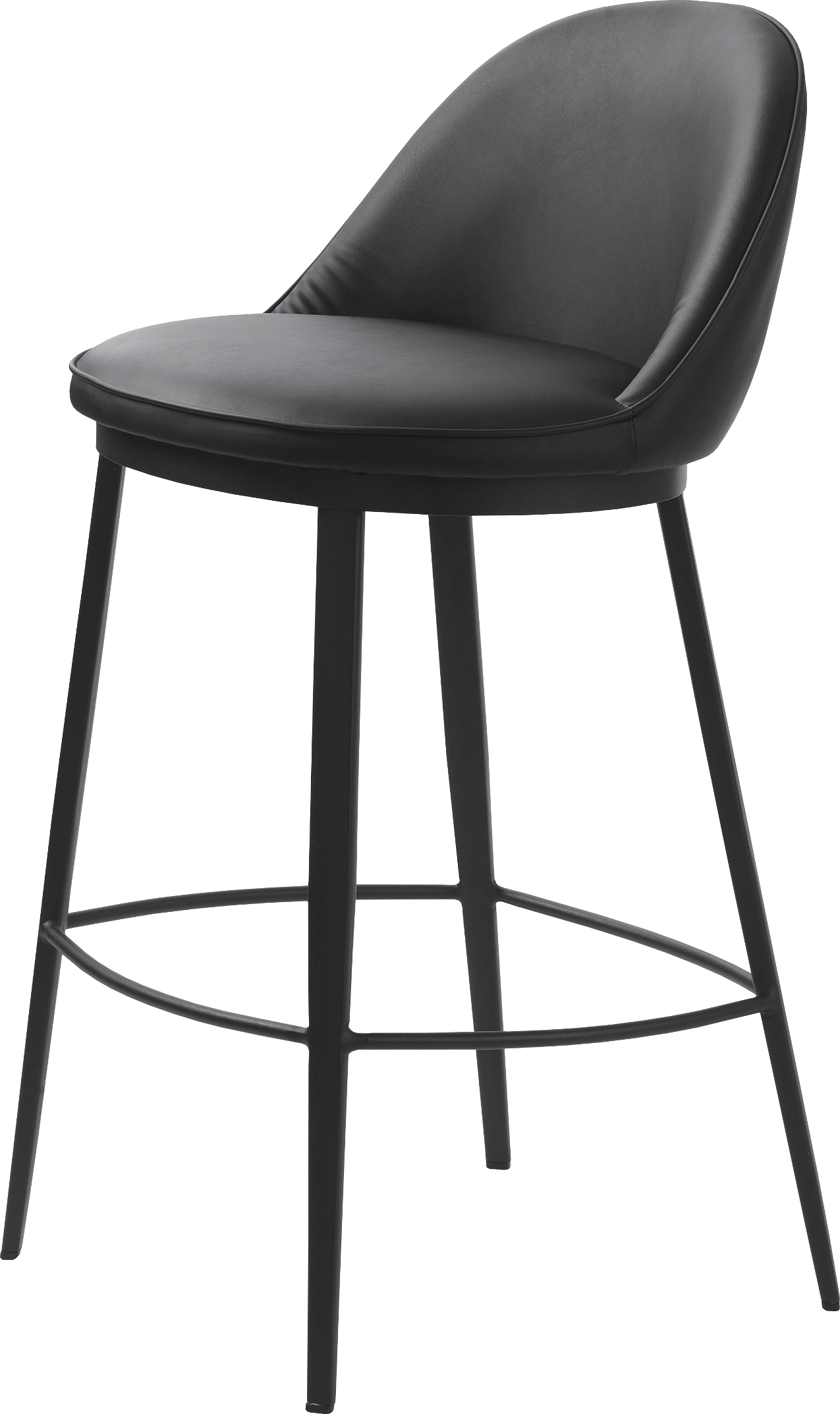 Barstol Nordique Design Gain Sort Kunstlæder Med Robuste Metalben H89xø48 Cm