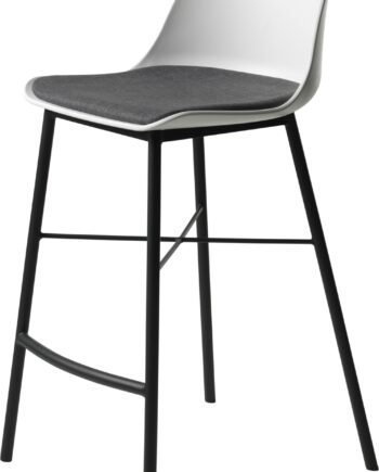 Barstol Nordique Design Whistler   Polstret Barstol   Hvid Plast   Grå Rio-stof  Sort Metalben 93ã 48 Cm