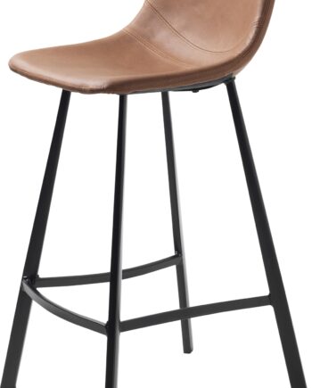 Barstol Nordique Design Yukon Tan Vintage Pu Kunstlæder Industristil Med Sorte Metalben