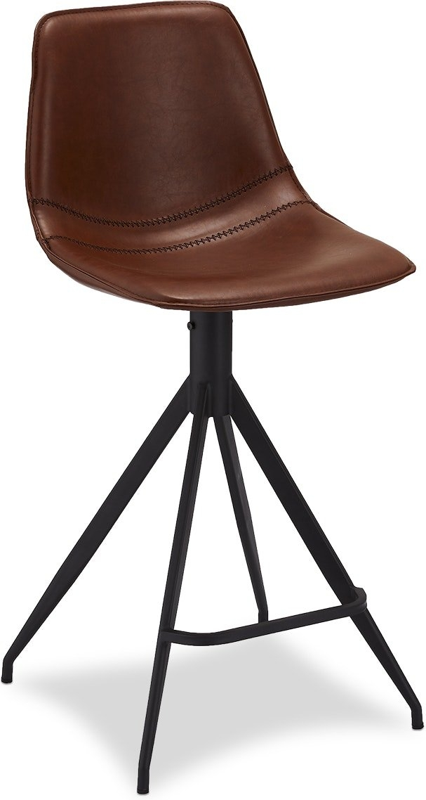 Barstol Raymond Hallmark Kirkcolm Lysebrun Pu-læder Stålbase H98ã B48ã L57 Cm