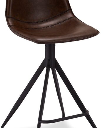 Barstol Raymond   Hallmark Kirkcolm   Pu-læder Mørkebrun   B48ã D57ã H98 Cm   Trefodet Sort Metalbase