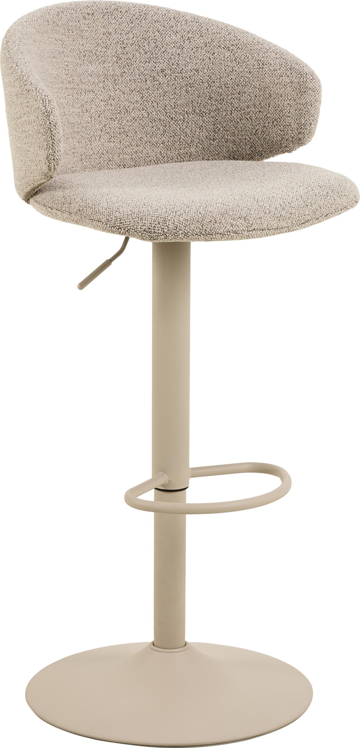 Barstol Signature Oceana Monza Stof Beige Med Drejefunktion Og Fodstøtte Gråt Pulverlakeret Stålstel H107xb46xd38cm