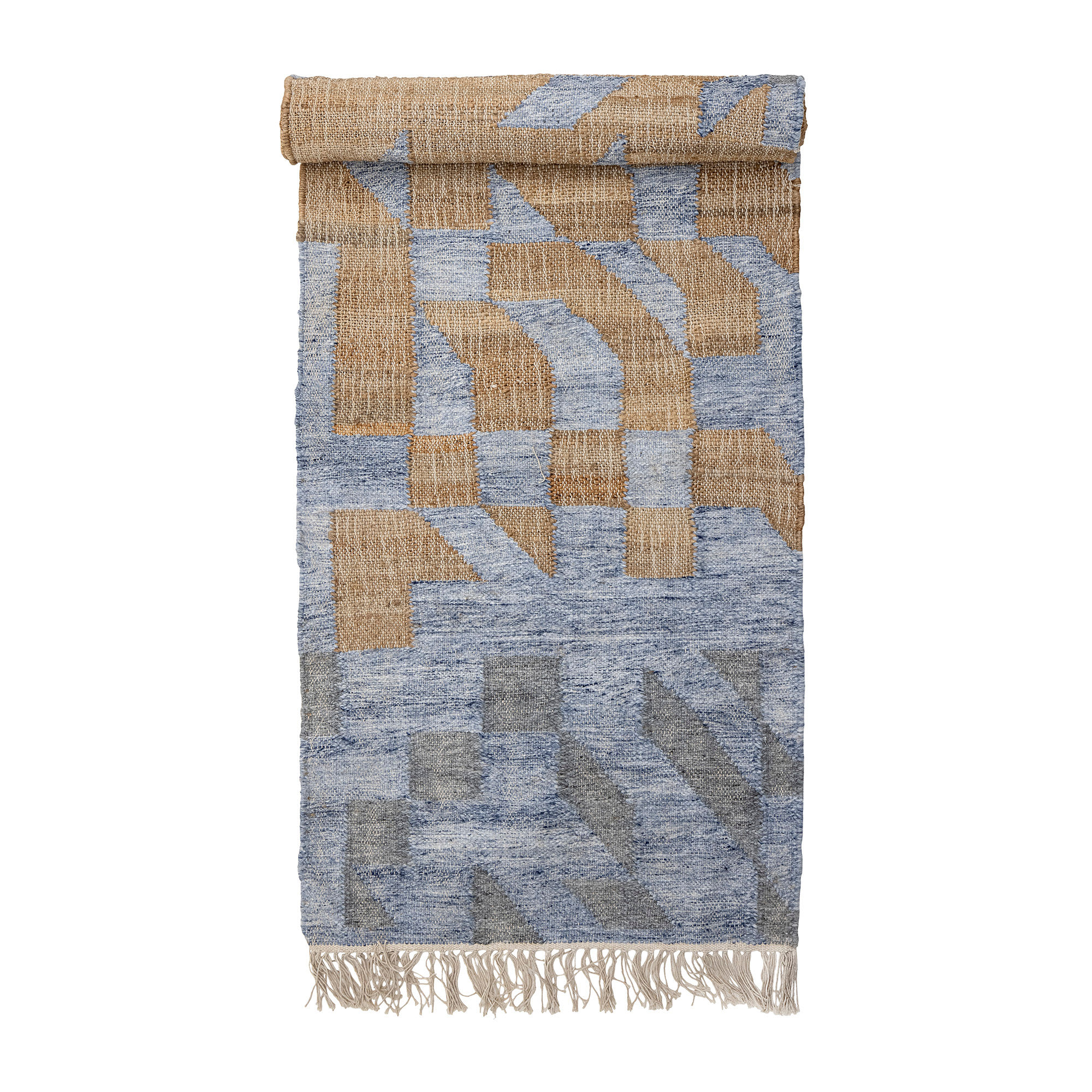 Bloomingville Vikka Tæppe  Blå  Jute  : 75cm   : 245cm