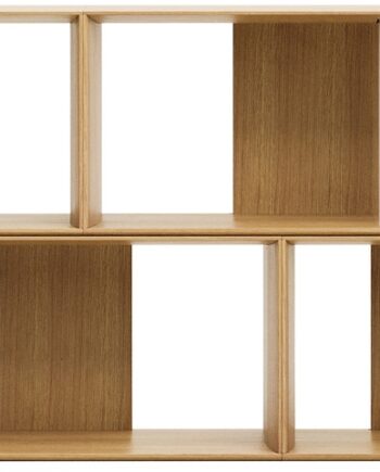 Bogreol Kave Home Litto   Naturlig Brun Egefiner Med Justerbare Hylder 76x168x30 Cm