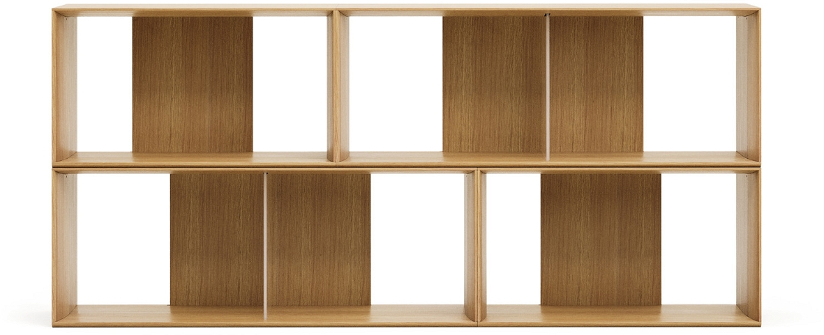 Bogreol Kave Home Litto   Naturlig Brun Egefiner Med Justerbare Hylder 76x168x30 Cm