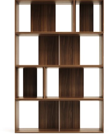 Bogreol Kave Home Litto Modulær   Valnødfinér Med   Hylder 152x101x30 Cm Mørk Natur