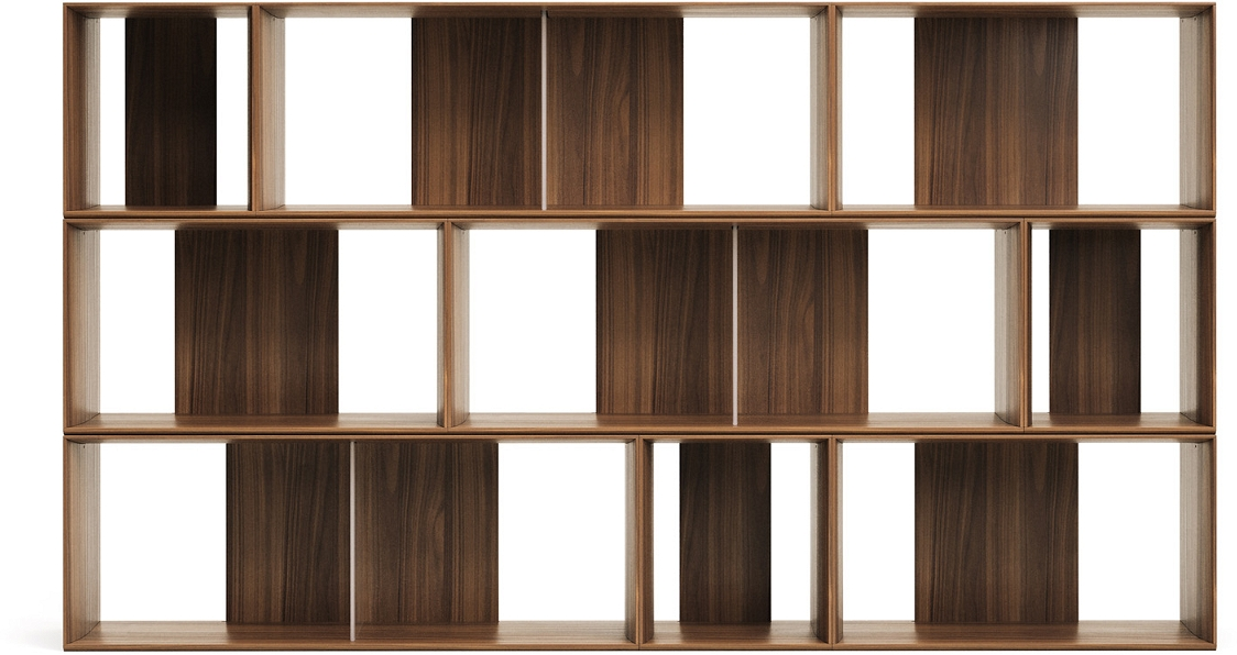 Bogreol Kave Home Litto Modulært Design   Mørk Naturtræsfiner H114xb30xl202 Cm