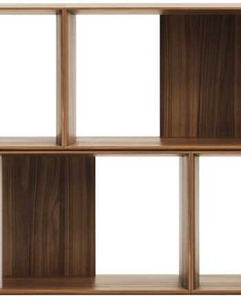 Bogreol Kave Home Litto Mørk Natur H76xb168xd30 Cm   Hylder Stabelbar Mdf Valnøddetræsfinér