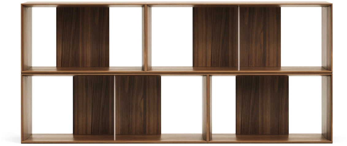 Bogreol Kave Home Litto Mørk Natur H76xb168xd30 Cm   Hylder Stabelbar Mdf Valnøddetræsfinér