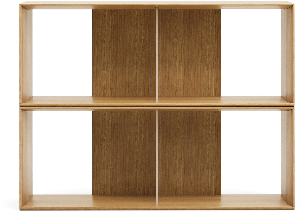 Bogreol Kave Home Litto Naturfiner Modulopbygget 101x30x76 Cm Med   Hylder Og Vægbeslag