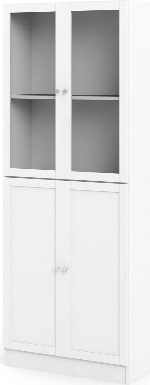 Bogreol Vesterholm Basic H203xb79xd28 Cm Hvid Med Glasdøre Og Låger
