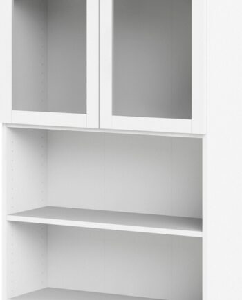 Bogreol Vesterholm Basic  Hvid Folie  Glasdøre   åbne Hylder  H203ã B79ã D28 Cm  Vægmonteret