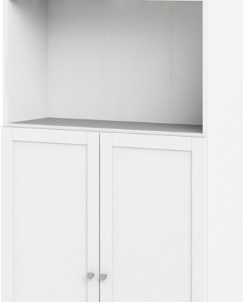 Bogreol Vesterholm Basic  Hvid Spånplade  Høj Smal Reol Med   Hylder Og Låger  H203xb79xd28 Cm