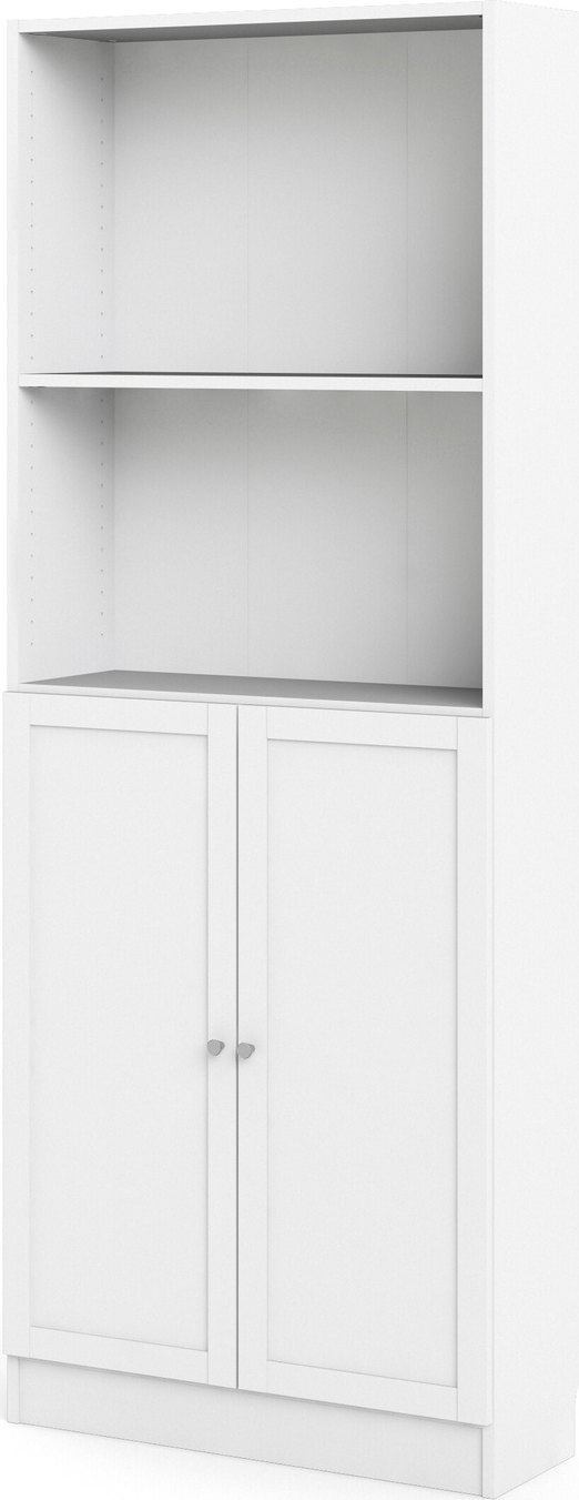 Bogreol Vesterholm Basic Hvid Spånplade Høj Smal Reol Med Hylder Og Låger H203xb79xd28 Cm
