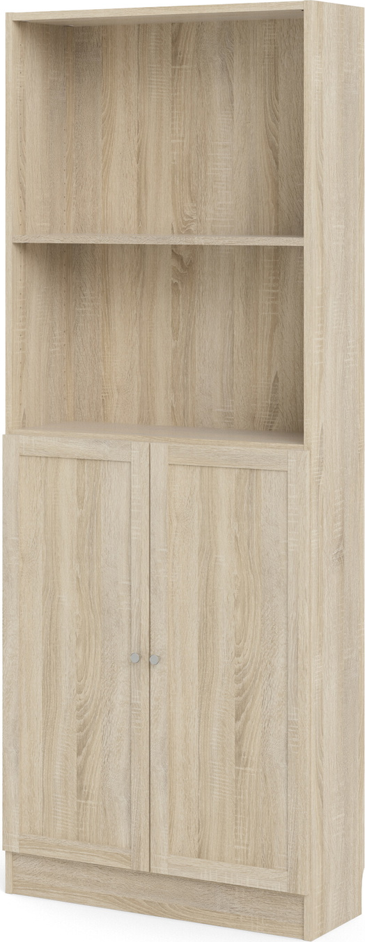 Bogreol Vesterholm Basic Smal Opbevaringsreol Hylder Og Låger Natur Spånplade Folie H203ã B79ã D28 Cm