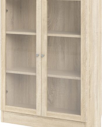 Bogreol Vesterholm Basic Vægmonteret  Glasdøre  Natur Egefolie  Spånplade  H107ã B79ã D28 Cm