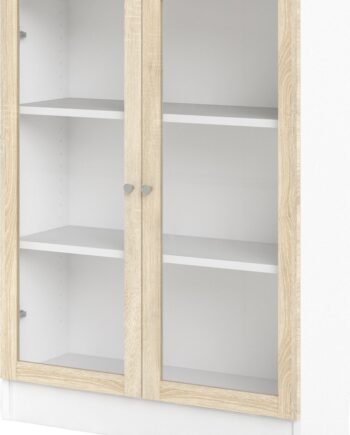 Bogreol Vesterholm Basic Vægmonteret Opbevaringsreol Med Glasdøre  Hvid Krop Natur Egetræslook  H107ã B79ã D28 Cm