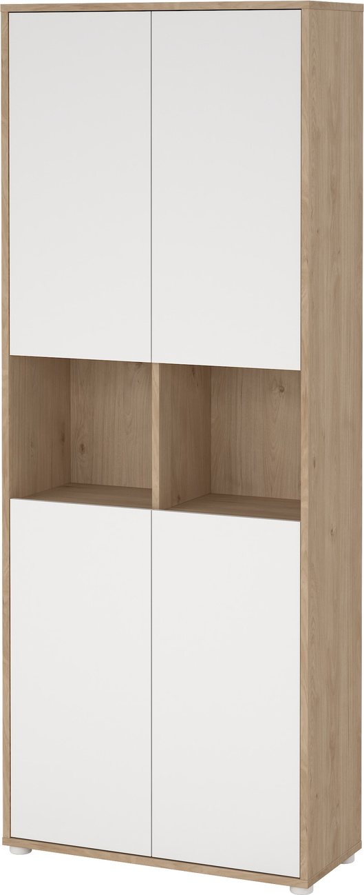 Bogreol Vesterholm Formé Reol Med Låger Hvid Jackson Hickory Spånplade H205 B80 D34 Cm