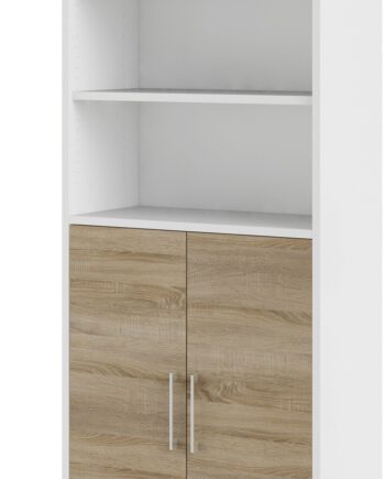 Bogreol Vesterholm Prima H221 5ã B89ã D40 Cm Hvid Ramme Med Natur Egelåger   Låger Vægmonteret Opbevaringsreol