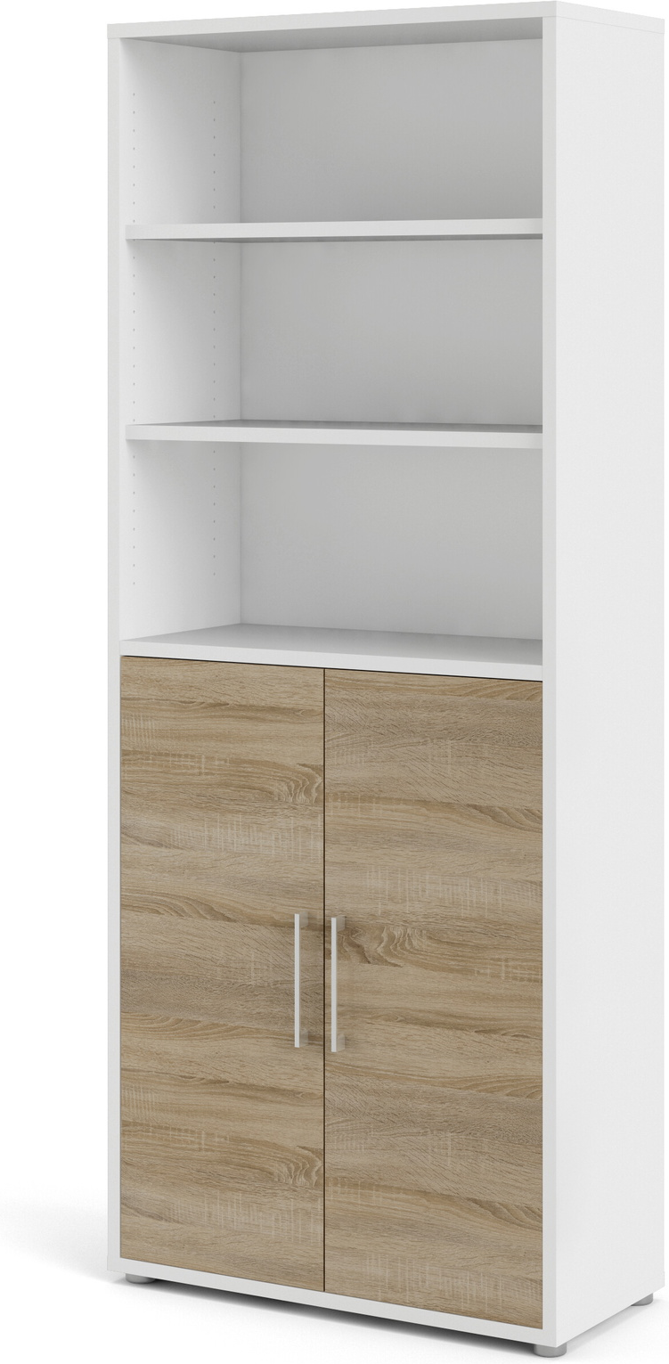 Bogreol Vesterholm Prima H221 5ã B89ã D40 Cm Hvid Ramme Med Natur Egelåger Låger Vægmonteret Opbevaringsreol