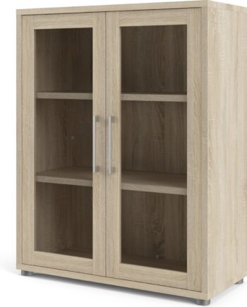 Bogreol Vesterholm Prima Med Glasdøre  Egestruktur Natur  Spånplade Med Folie  H113xb89xd40 Cm