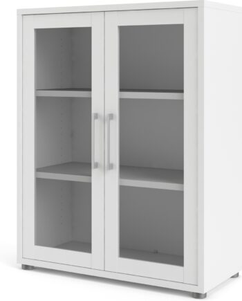 Bogreol Vesterholm Prima Med Glasdøre  Hvid  Spånplade Melamin  H113xb89xd40 Cm