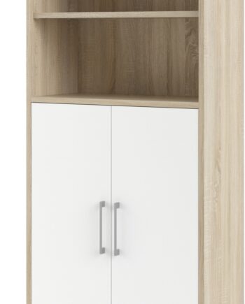 Bogreol Vesterholm Prima Reol   Lys Egestruktur Med Hvide Låger  Spånplade H186xb89xd40 Cm