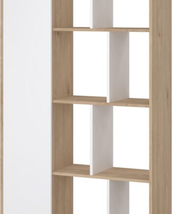 Bogreol Vesterholm Rim Jackson Hickory Hvid Højglans H157xb89xd30 Cm Vægmonteret   Justerbare Hylder Fsc