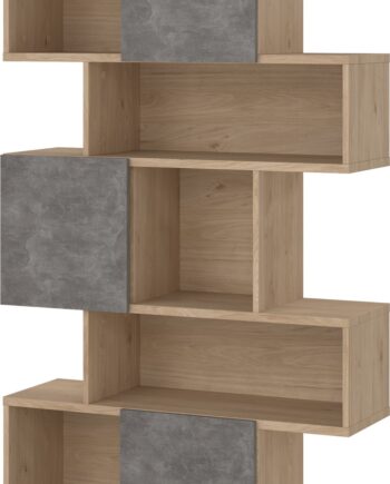Bogreol Vesterholm Rim Maze  -dørs Vægmonteret Opbevaringsreol Oxideret Beton Jackson Hickory H166ã B95 5ã D31   Cm