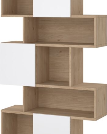 Bogreol Vesterholm Rim Vægmonteret H166   B95     D31   Cm Jackson Hickory Hvid Højglans   Låger Fsc