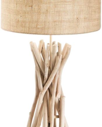 Bordlampe Driftwood Ideal Lux ø40   H52 Cm   Naturlig Træ Og Stof