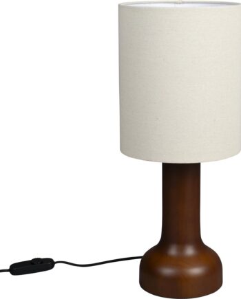 Bordlampe Dutchbone Jones ø25   H60 Cm Lysegrå Gummitræ Linned Dæmpbar E27-fatning