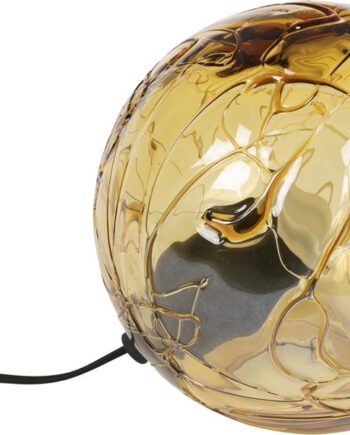 Bordlampe Dutchbone Lune   Rund Glaslampe ø25 Cm Med Dæmpbar Gu10 Led  Varm Gylden Finish Til Stue