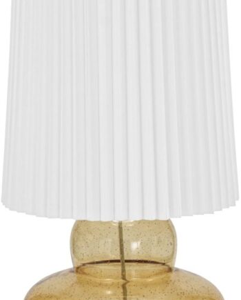 Bordlampe House Doctor Ribe Amber Glasfod Med Hvid Plisséskærm ø27     H55 Cm